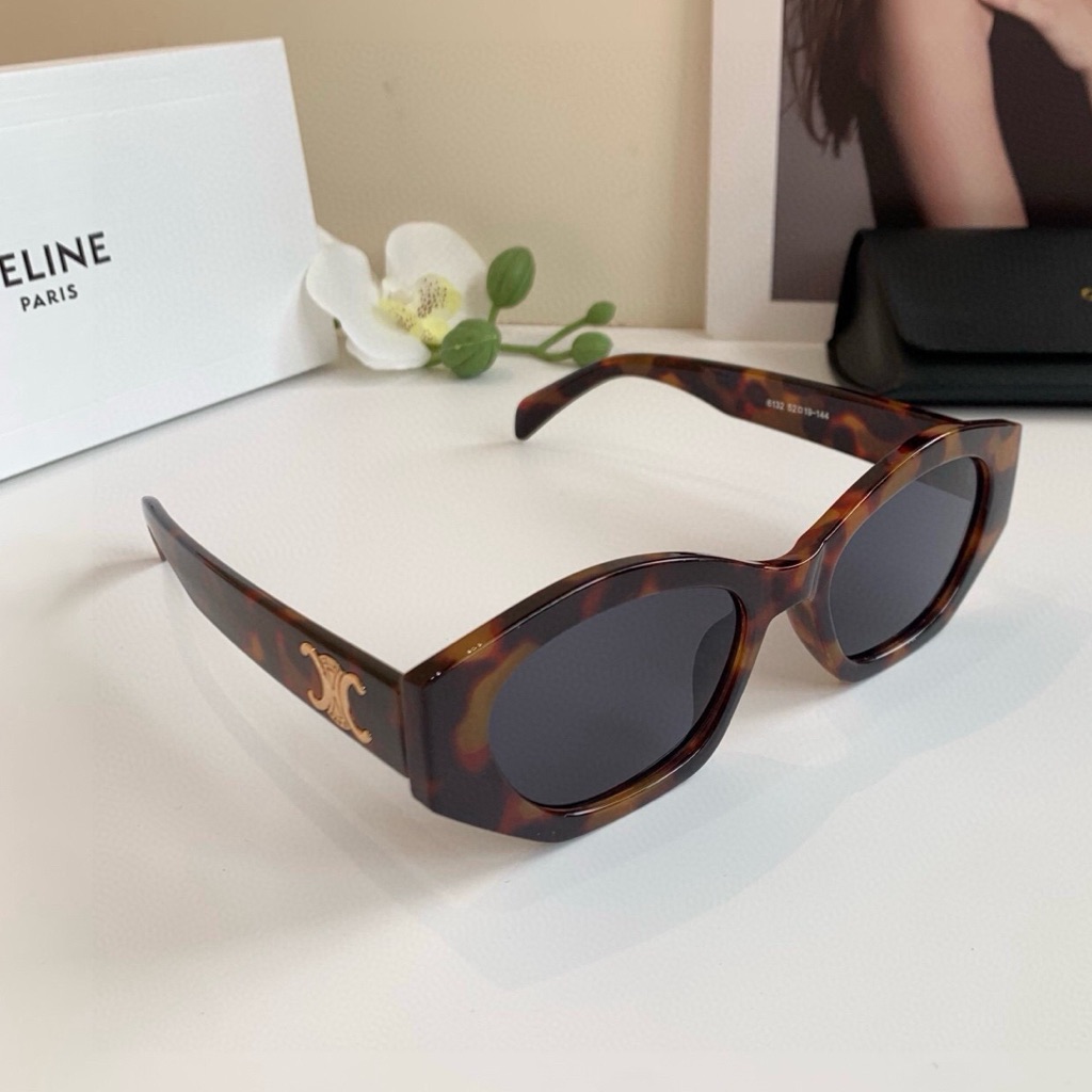 Celine Triomphe Havana Brown Oval Sunglasses